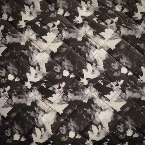 Tissu doudoune matelassé camouflage noir