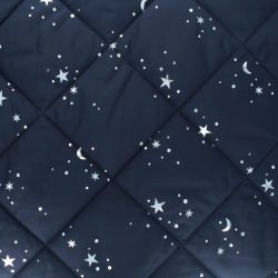 Tissu doudoune matelassé étoile glitter argent fd bleu marine