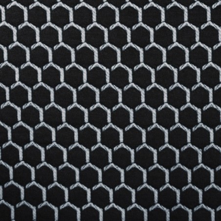 Tissu jersey quilt alvéoles noir et blanc