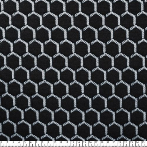 Tissu jersey quilt alvéoles noir et blanc