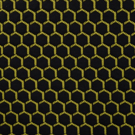 Tissu jersey quilt alvéoles noir et anis