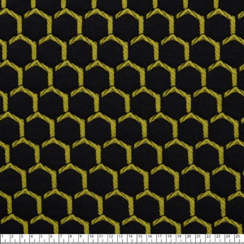 Tissu jersey quilt alvéoles noir et anis