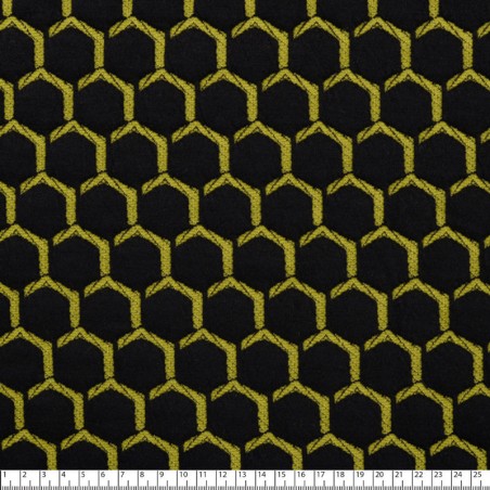 Tissu jersey quilt alvéoles noir et anis