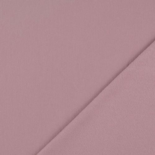 Tissu sweat fin uni vieux rose