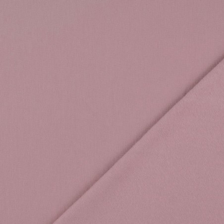 Tissu sweat fin uni vieux rose