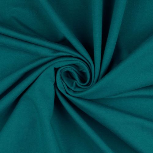 Tissu sweat fin uni bleu canard