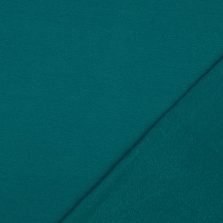 Tissu sweat fin uni bleu canard