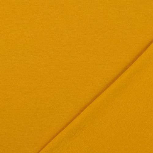 Tissu sweat fin uni moutarde