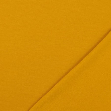 Tissu sweat fin uni moutarde