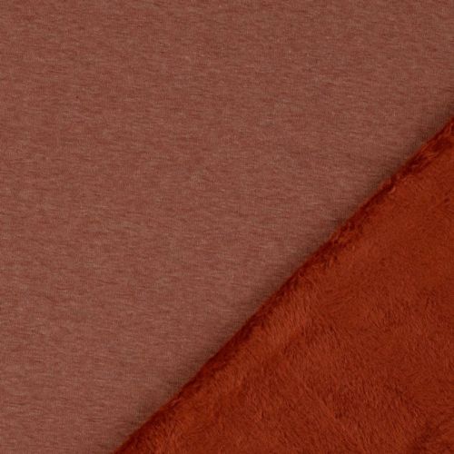 Tissu sweat minky chiné terracotta