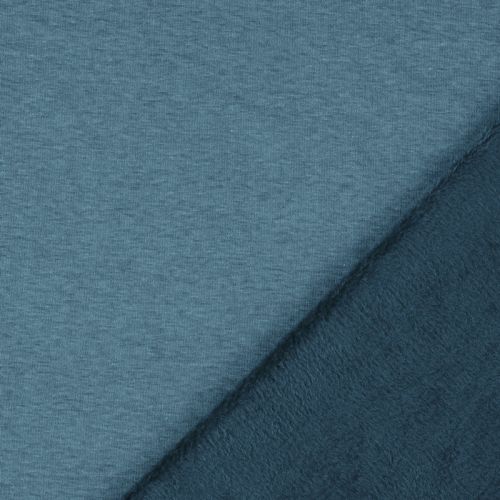 Tissu sweat minky chiné bleu canard