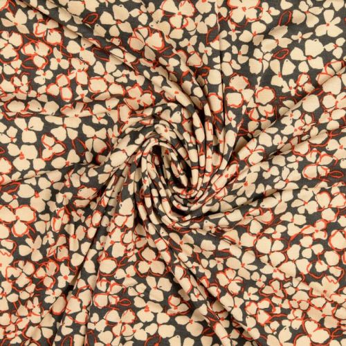 Tissu jersey viscose fleurs fond vert 
