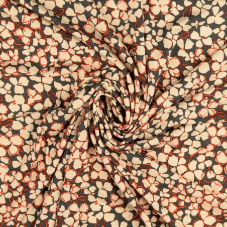 Tissu jersey viscose fleurs fond vert 