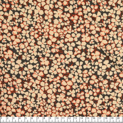 Tissu jersey viscose fleurs fond vert 