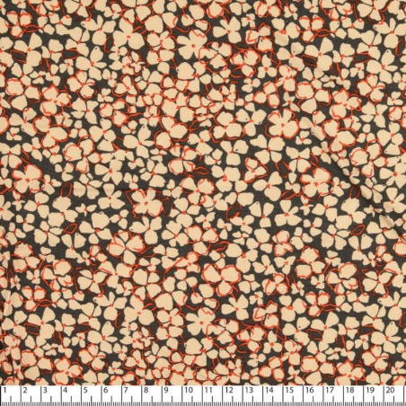 Tissu jersey viscose fleurs fond vert 
