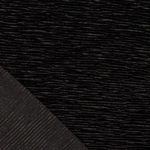 Tissu plissé chenille velours noir et lurex argent