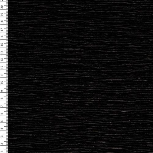 Tissu plissé chenille velours noir et lurex argent