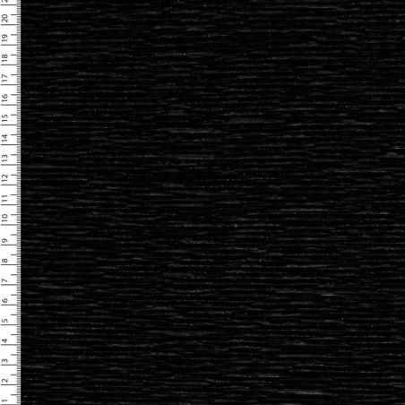 Tissu plissé chenille velours noir et lurex argent