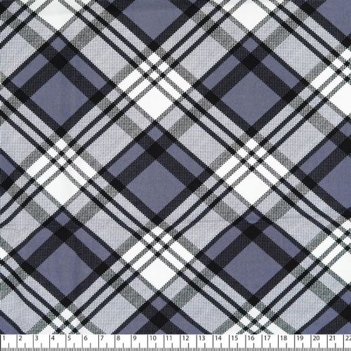 Tissu popeline de viscose carreaux bleu