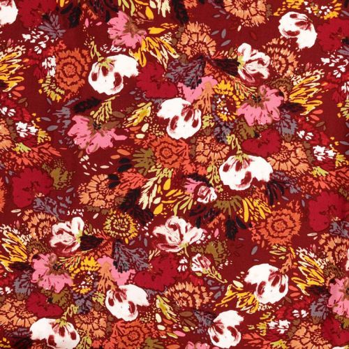 Tissu popeline de viscose stretch fleurs