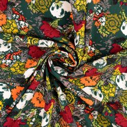 Tissu popeline de viscose stretch fleurs