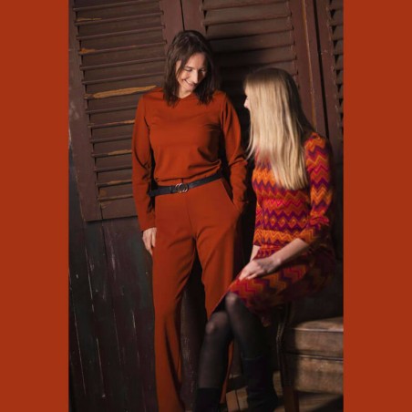 Tissu jersey twill uni terracotta