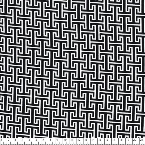 Tissu twill viscose stretch Labyrinthe noir et blanc