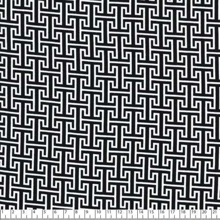 Tissu twill viscose stretch Labyrinthe noir et blanc