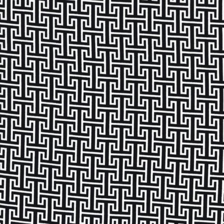 Tissu twill viscose stretch Labyrinthe noir et blanc