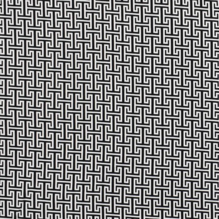 Tissu twill viscose stretch Labyrinthe noir et blanc
