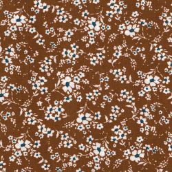 Tissu viscose petites fleurs marron