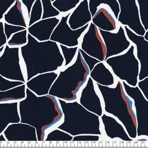Tissu viscose stretch Salma fond bleu marine 