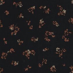 Tissu viscose bouquet de fleurs glitter fond noir 
