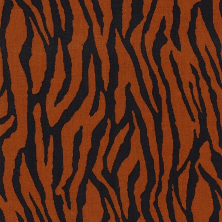 Tissu viscose zèbre noir fond fauve