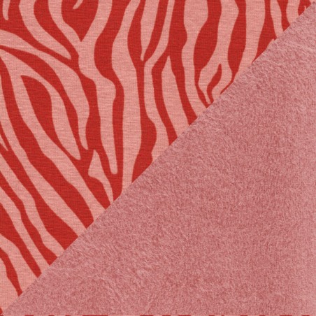 Tissu sweat Zébra rose/terracotta Poppy