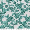 Tissu sweat fleurs vert émeraude fond beige chinée Tissu sweat fleurs vert émeraude fond beige chinée