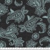 Tissu sweat paisley fond gris foncé 