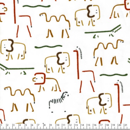 Tissu sweat savane fond blanc Poppy