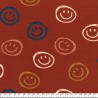 Tissu sweat fin smiley fond brique Poppy