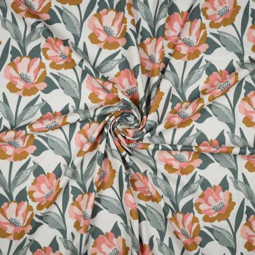 Tissu lin, viscose Carina Nerida Hansen sauge/corail