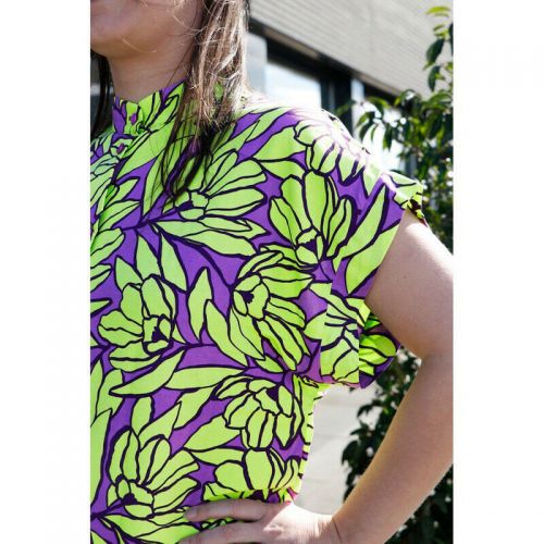 Tissu viscose Eco Vero Inked bouquet Nerida Hansenviolet/anis