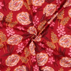 Tissu coton Fresh flowers Nerida Hansen rouge tendance