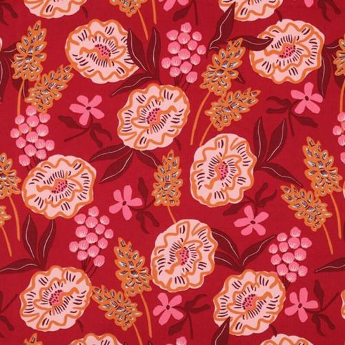 Tissu coton Fresh flowers Nerida Hansen rouge tendance