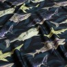 Tissu maillot de bain requins fond noir UPF50 Tissu maillot de bain requins fond noir UPF50