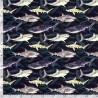 Tissu maillot de bain requins fond noir UPF50 Tissu maillot de bain requins fond noir UPF50