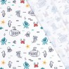 Tissu maillot de bain sous marins fond blanc UPF50 Tissu maillot de bain sous marins fond blanc UPF50