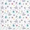 Tissu maillot de bain sous marins fond blanc UPF50 Tissu maillot de bain sous marins fond blanc UPF50