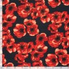 Tissu viscose crêpe fleurs rouge orangées
