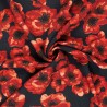 Tissu viscose crêpe fleurs rouge orangées