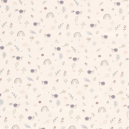 Tissu jersey escargots fond écru